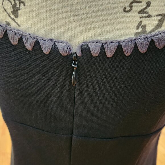 NANETTE LEPORE Duster Dress Suit Black with Gray Crochet Trim - Picture 13 of 16